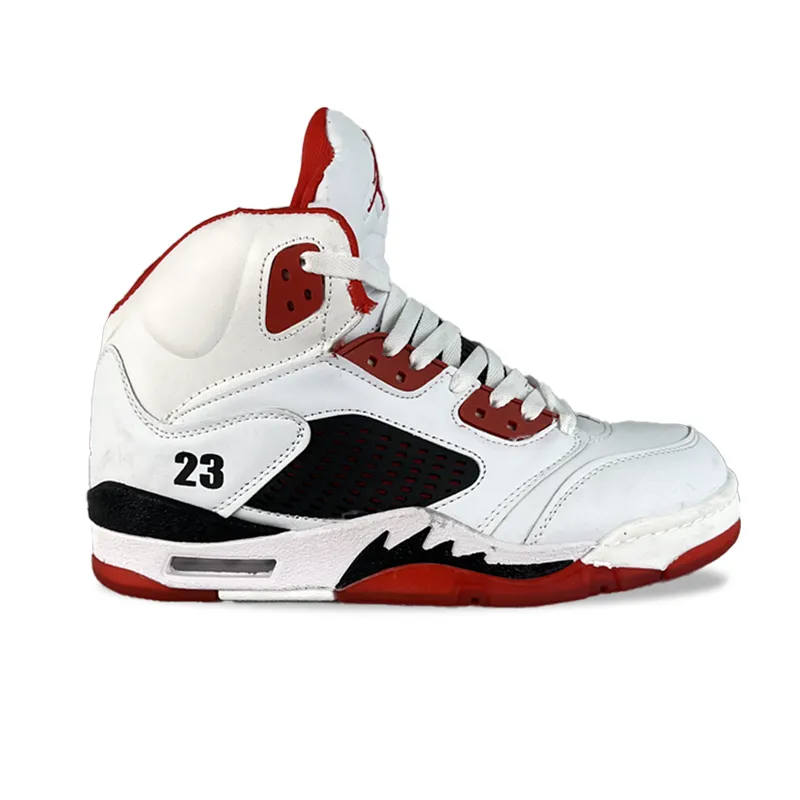 کتونی نایک ایر جردن 5 سفید قرمز ساقدار