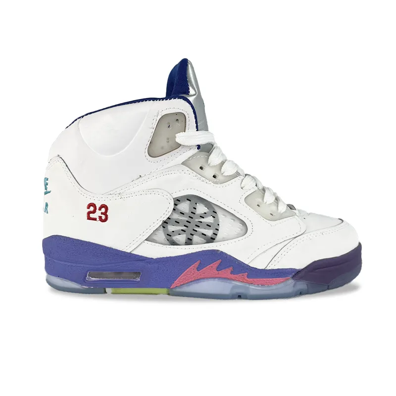 کتونی نایک ایر جردن 5 سفید بنفش ساقدار