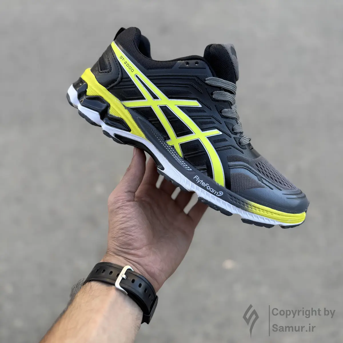 گالری تصاویر کتونی اسیکس ژل کایانو gt 2000 مشکی فسفری